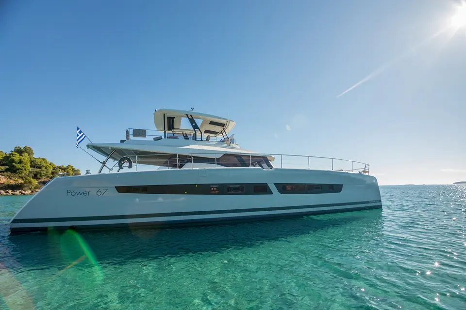 D2, Fountaine Pajot Power 67 catamaran for charter in Athens, real photo