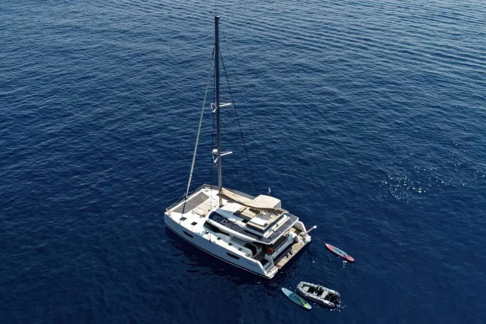 Helidoni, Fountaine Pajot Tanna 47 catamaran for charter in Kefalonia, real photo