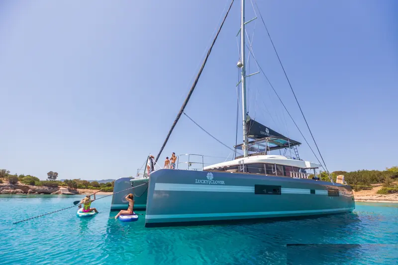 Lucky Clover, Lagoon 52 F catamaran for charter in Santorini, real photo